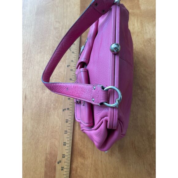 Fossil Genuine Leather Hot Pink Kiss Lock Buckle Pocket Shoulder Bag VINTAGE - Picture 10 of 11